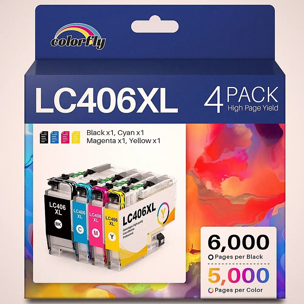 colorfly LC406XL High Yield Ink Cartridges for Brother Printer LC406 Ink Cart...