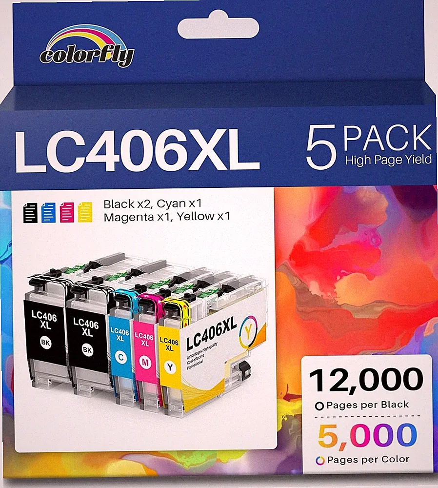 colorfly LC406XL High Yield Ink Cartridges for Brother Printer LC406 Ink Cartri